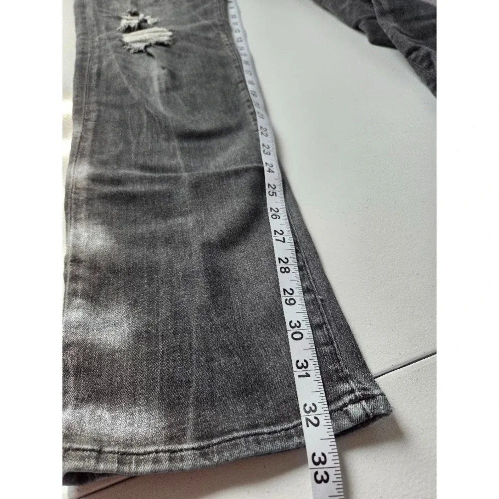 True Religion Jeans Mens 33x32 Black Distressed Relaxed Slim Stretch Pants Geno